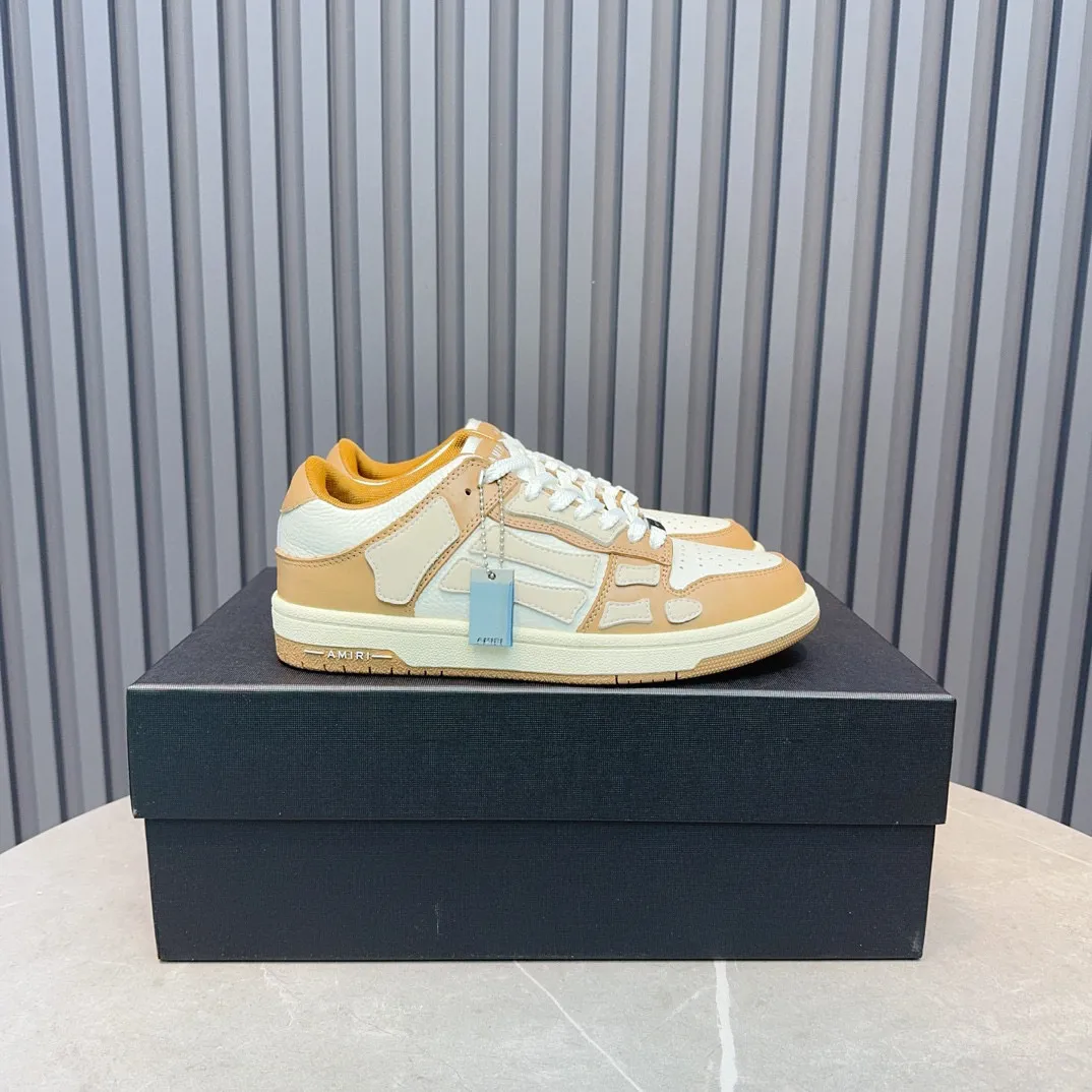 Men's men's shoes 💰600 AMIRI high street sneakers with bone sports shoes, toe layer cowhide upper, upper side bones, hand-stitched, good three-dimensional effect, customized metal LOGO, size 38-45 46